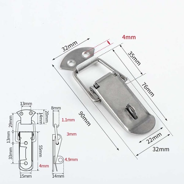 Hasp Box Spänne 90MM304 STÅL 304 STÅL 90mm304 Steel