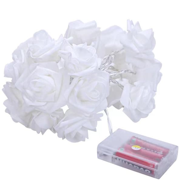 LED Rose Flower String Lights Fairy String Lights HVID white