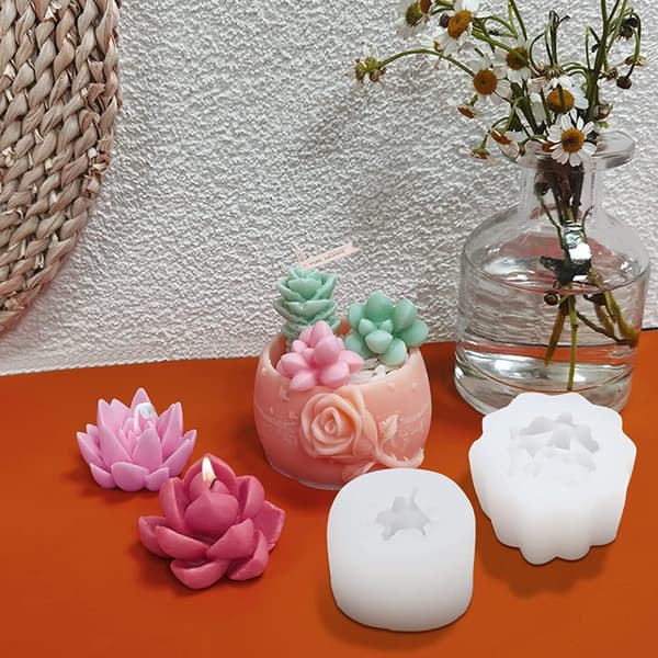 Suckulenta Blomma Form 3D Cacti Candle Form