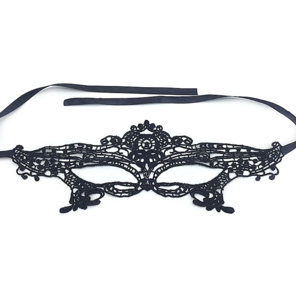 Halloween Spets ögonmasker Maskeradmasker SVART black