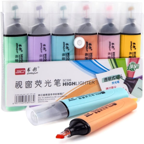 6stk Pastell Highlighters Highlighters Penner Marker Pen