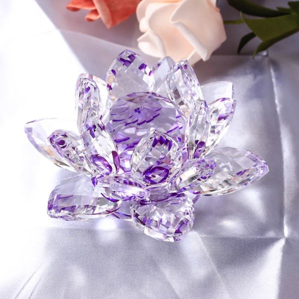 Kristall Lotus Flower Figurine Lotus Flower Dekor LILA Purple