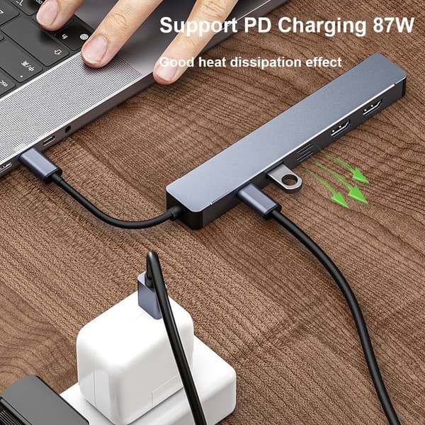 5 i 1 USB-C HUB Dual HDMI Type-C Expander