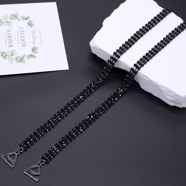 1 Par BH Stropp BH Skulderstropper SORT 1,8CM Black 1.8cm