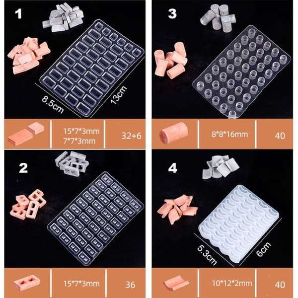 Mini murstein silikonform flisemodellform 3 3