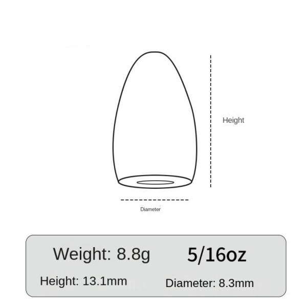 1/2/3/4/5 stk Fiske Tungsten fallsynke 8.8G-2STK 8.8G-2STK 8.8g-2pcs