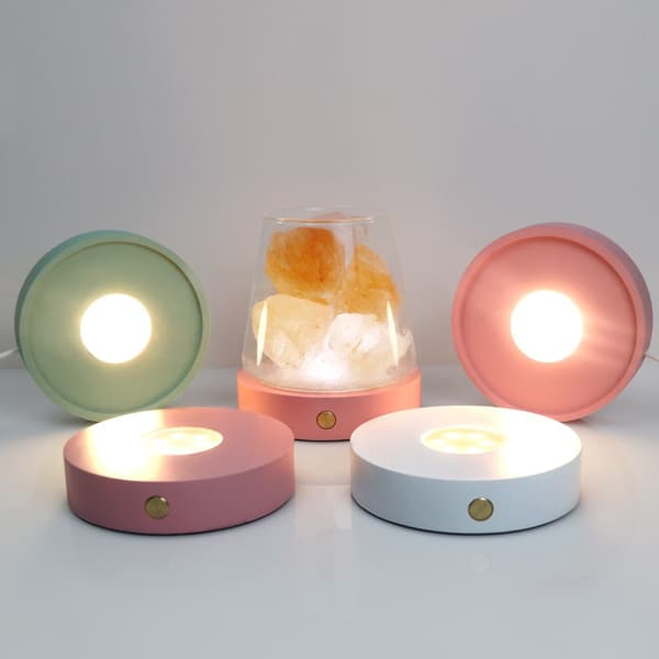 3 stk LED-lys Display Base Rund Display Stand Træholdere 3pcs