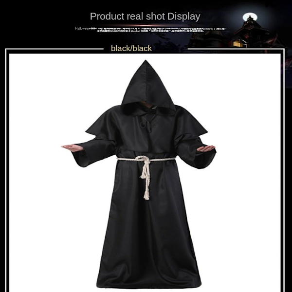 Monk Robes Halloween kostumer SORT L black L