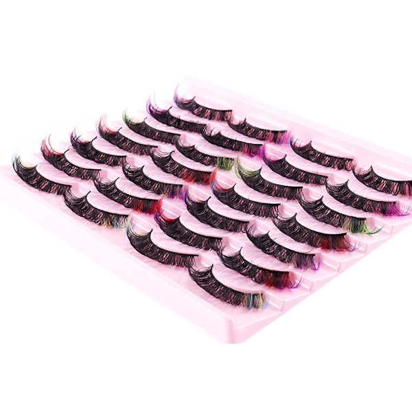 Färgade Lashes Mink Lashes Naturliga Falska Fransar Color-Mix14