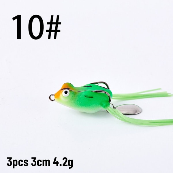 3 stk 3 cm 4,2 g gummifrø bløde fiskelokker 10 10 10