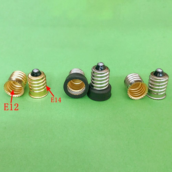 10 STK E14 til E12 Lysfatning Lampeholder SORT black
