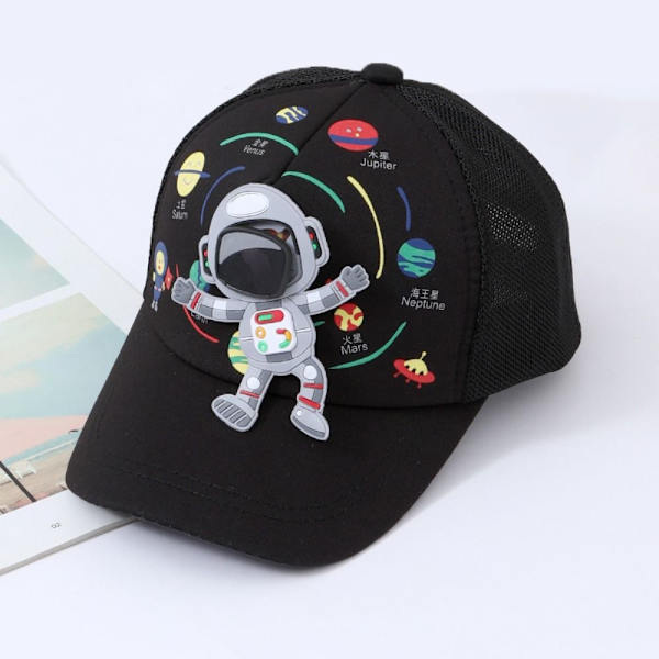 Baby Baseball Cap Børn Peaked Hatte SORT HALV MESH STOF black Half Mesh Fabric-Half Mesh Fabric