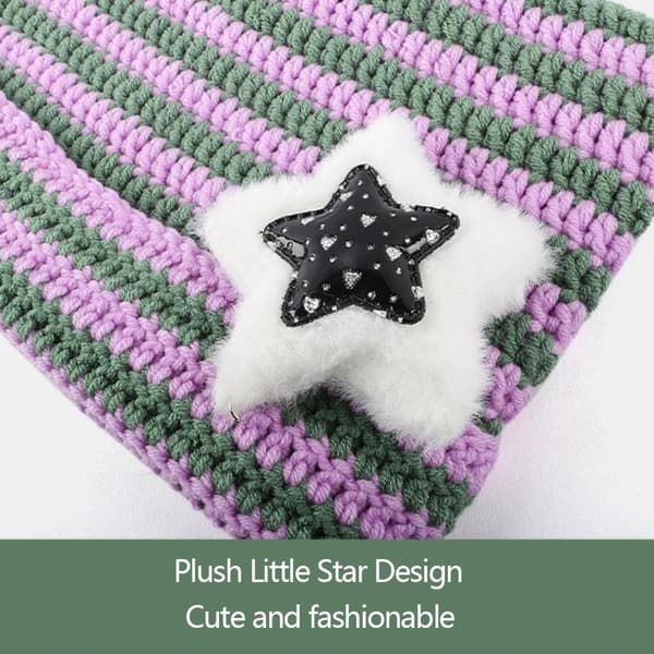 Pullover Cap Neulottu cap PURPLE&GREEN AA purple&green A-A