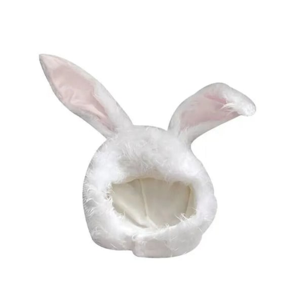 Bunny Ears Hat Earflap Cap VALKOINEN White