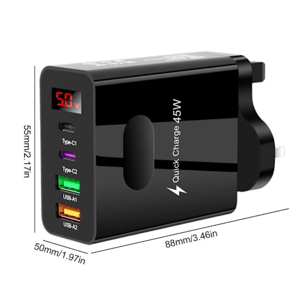Mobilladdare Multi Laddningshuvud SVART EU-PLUGG EU-PLUGG Black EU Plug-EU Plug
