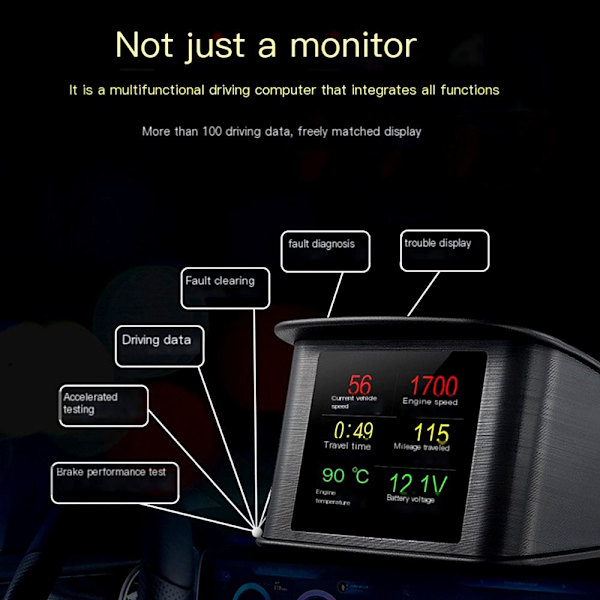Bil Head Up Display Digital Speedometer Bil HUD Black