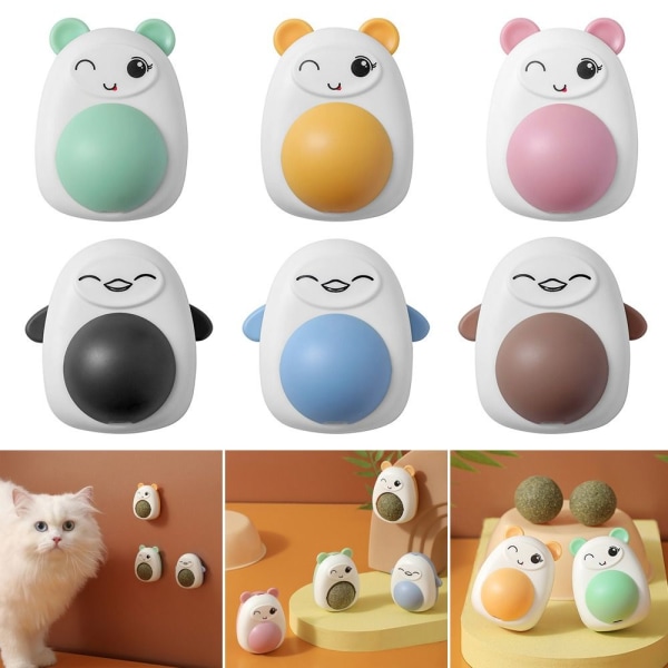 2st Djurprylar Frisk katt Kattmynta Leksaker Ball Yellow