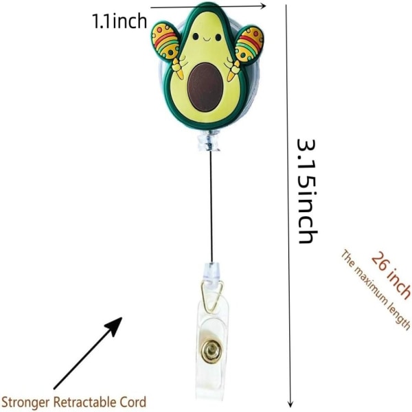 Tegnefilm Avocado Teleskopclips ID-kortholder navneskilt