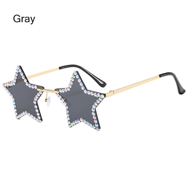 Tähtimuotoiset aurinkolasit Rhinestone Pentagon aurinkolasit GRAY Gray