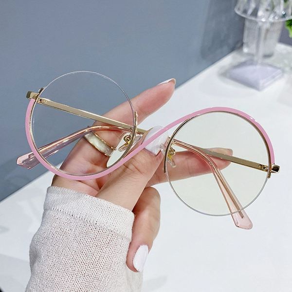 Anti-Blue Light Briller Runde Briller PINK Pink
