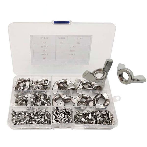 100 STK vingemøtrikker Assorted Kit Fasteners Dele
