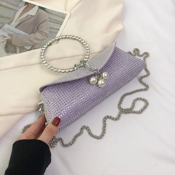 Kytkinlaukkuketju metallirengaslaukku PURPURIA Purple