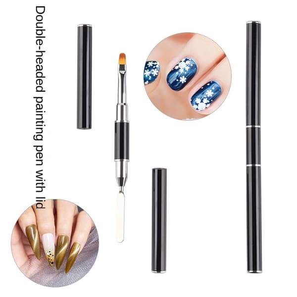 Dual-Ended Nail Art Brushes Gel Extension Builder SVART BLACK