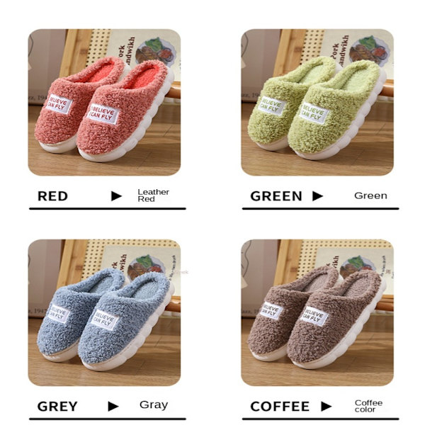 Fuffy Fur Tofflor Plysch Flat Tofflor GRÖN 38-39 Green 38-39