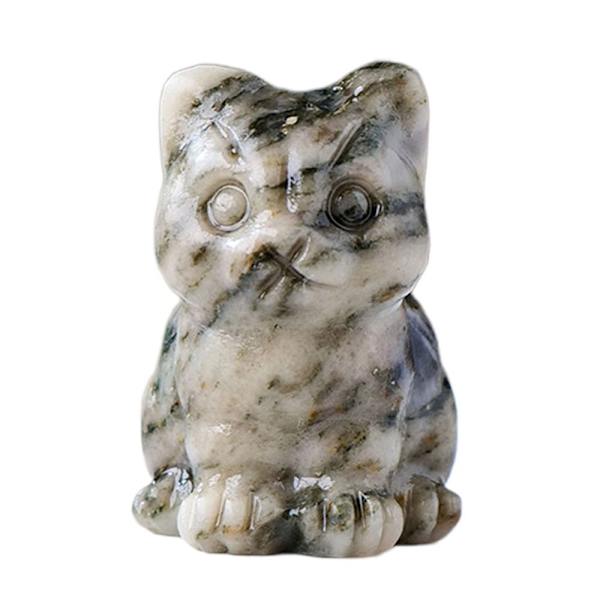 Luonnollinen Crystal Cat Figurine Fortune Cat Statue 8 8 8