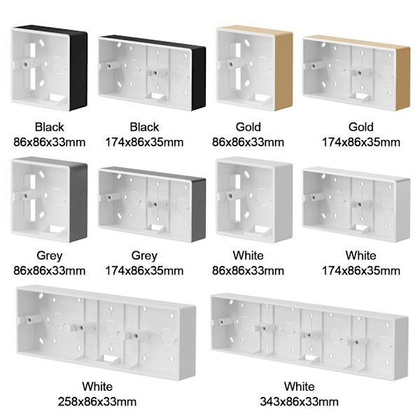 Afbryderstikdåse Ekstern Monteringsboks SORT 86X86X33MM black 86x86x33mm