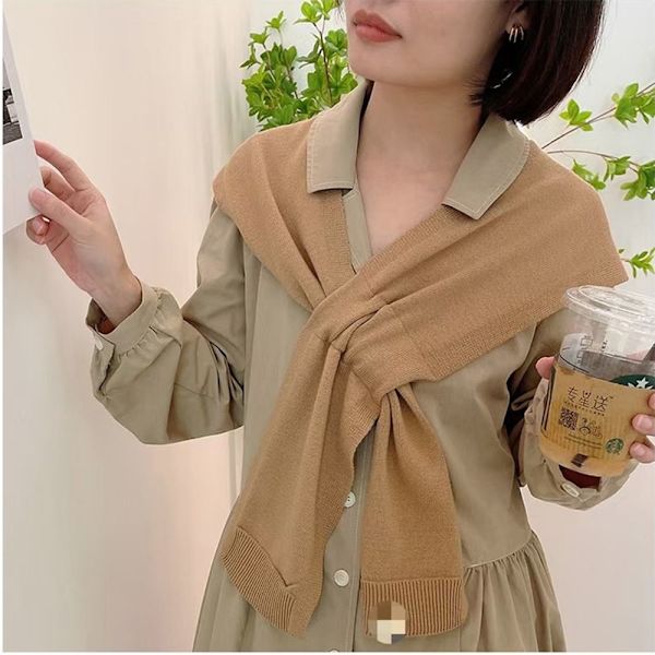 Stickad Sjal Cross Sjal KHAKI khaki
