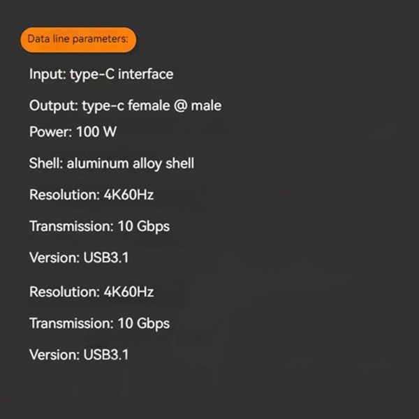 Type-C-kaapeli USB3.1 Gen2 1.5 MITÄÄN MIEHEKSI 1.5mMale to Male