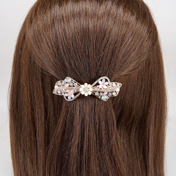 Crystal Flower Hair Clips Hair Barrettes PINK Pink