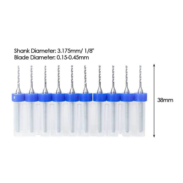 10 stk Solid Tungsten Carbide borekroner 0,45MM 0.45mm