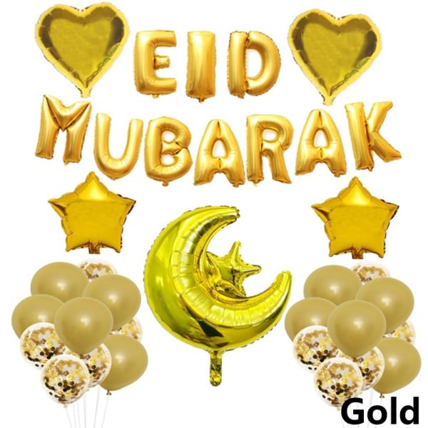 Eid Mubarak Ballonger Uppblåsbara leksaker GULD gold