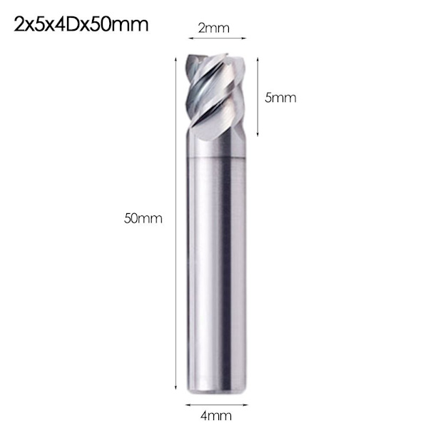 Päätyjyrsin jyrsin 2X5X4DX50MM 2x5x4Dx50mm