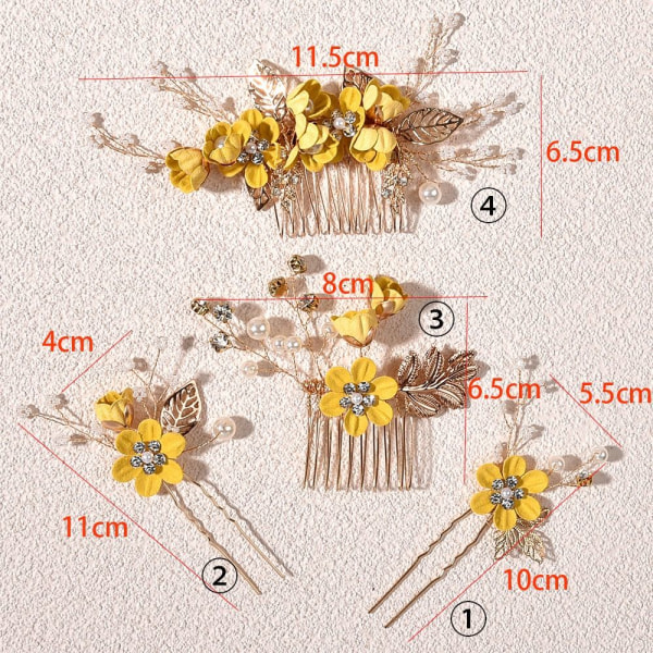 Hiuskammat Kukkahiusneula KELTAINEN 4 4 yellow 4-4