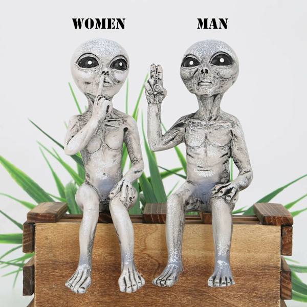 1PC Outer Space Alien Statue Trädgård Resin Figurine Man