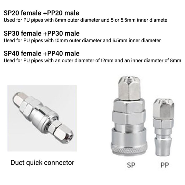 Pneumatiske koblinger Luftkompressorslange hurtigkobling SP-40 SP-40 SP-40