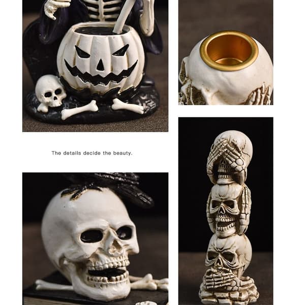 Halloween Skjelett Dekor Lysestake A A A