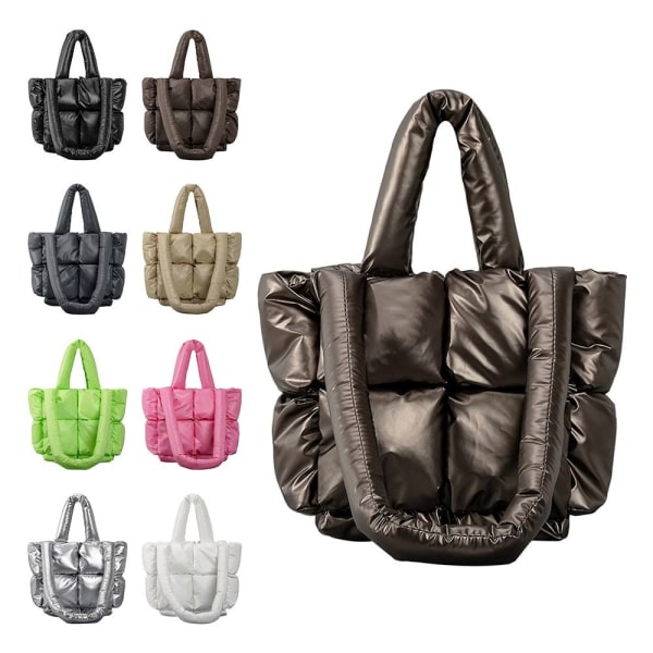 Polstring Tote Bag Puffer Quiltet skuldertaske KHAKI Khaki