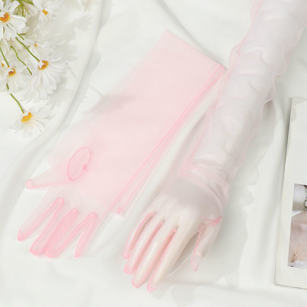 1 par Tyllhandskar Bröllopsbröllopshandskar ROSA Pink
