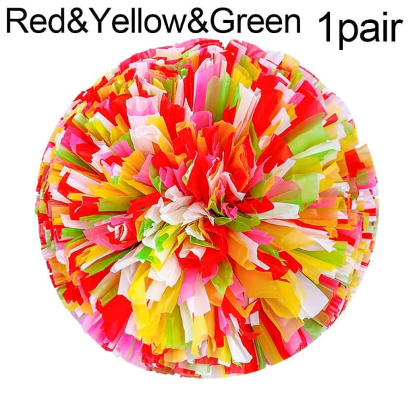 1 par Cheerleader pompoms Cheerleading Cheering Ball Red&Yellow&Green