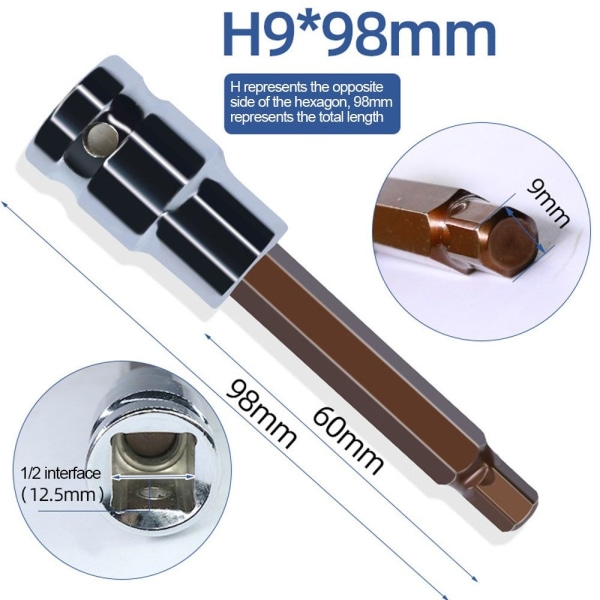 Hylsnyckel Adapter Sexkantnyckel H9 H9