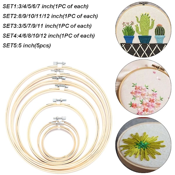 5PCS Broderi Hoop Cross Stitch Frame Round Loop SET5 SET5