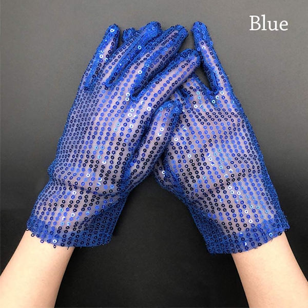 Paljetter Handskar Rekvisita Handskar BLÅ blue