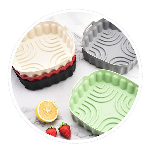 Neliönmuotoinen silikonipannu ilmakeittimen leivinkoriin PUNAINEN 19cm 19cm red 19CM-19CM