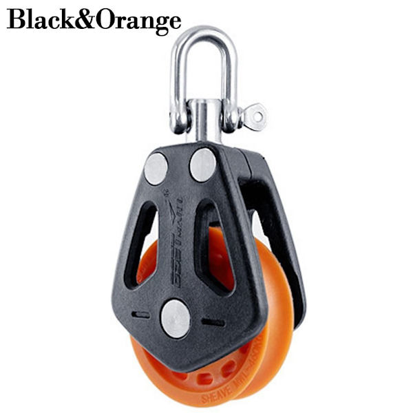 Rustfritt stål Remskive Enkelthjul Svingbar SVART&ORANSJE Black&Orange