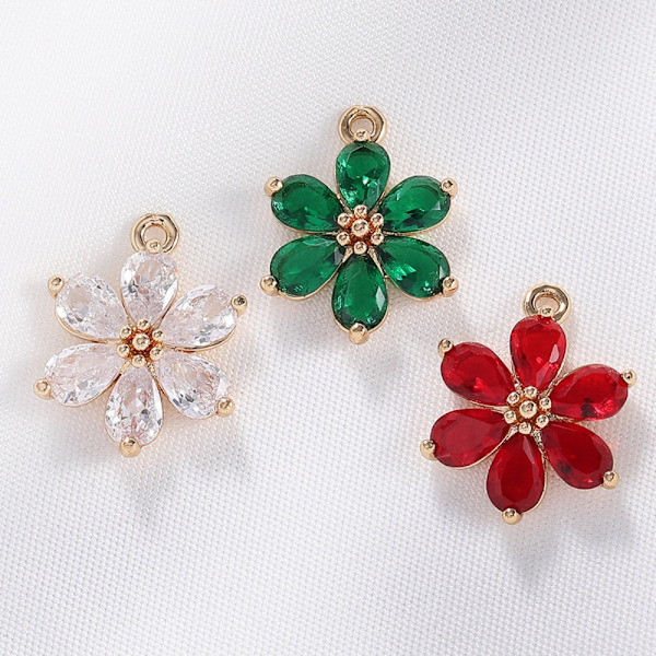 6 kpl Crystal Flower Pendant Charm Kullatut metalliseoskorut
