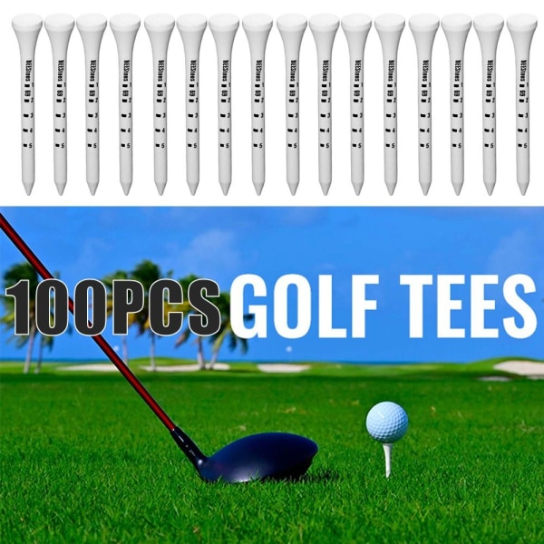 100st Golf Trä Tees Vit Randig Golf Tee 69MM 69MM 69mm